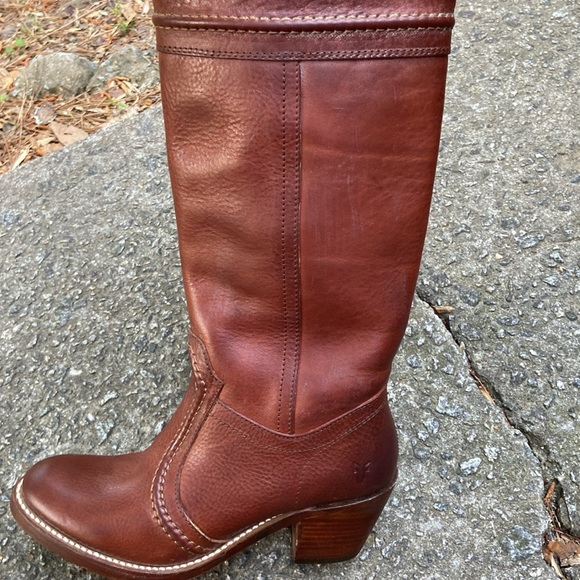 Frye Jane VTG Brown Leather Tall Riding Boots Size 5.5B - Picture 6 of 8
